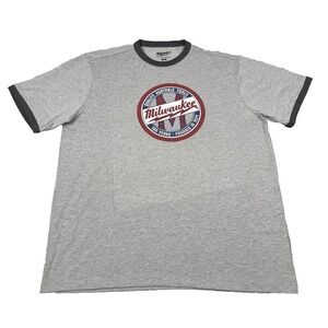 Milwaukee Tool T-Shirt Men XL Gray 1924 100th Anniversary Ringer Logo SS1924G